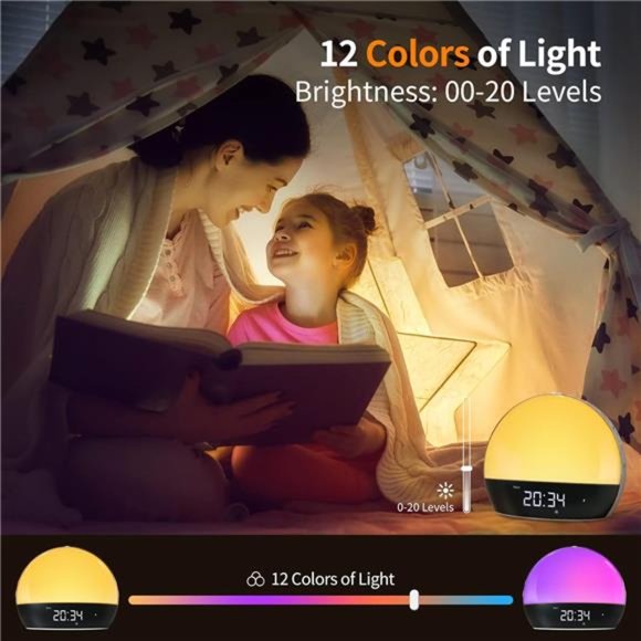 Sunrise Alarm Clock, Bluetooth Speaker Sound Machine,Sunrise & Sunset Simulation - Picture 5 of 5